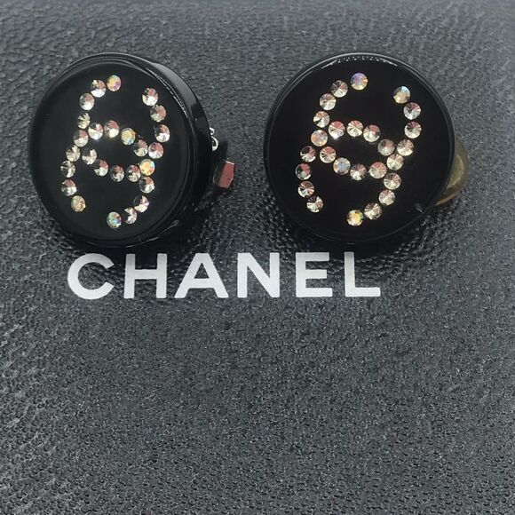 Chanel Rhinestone ResinβCoco CC Logo Earrings - Picture 2 of 16
